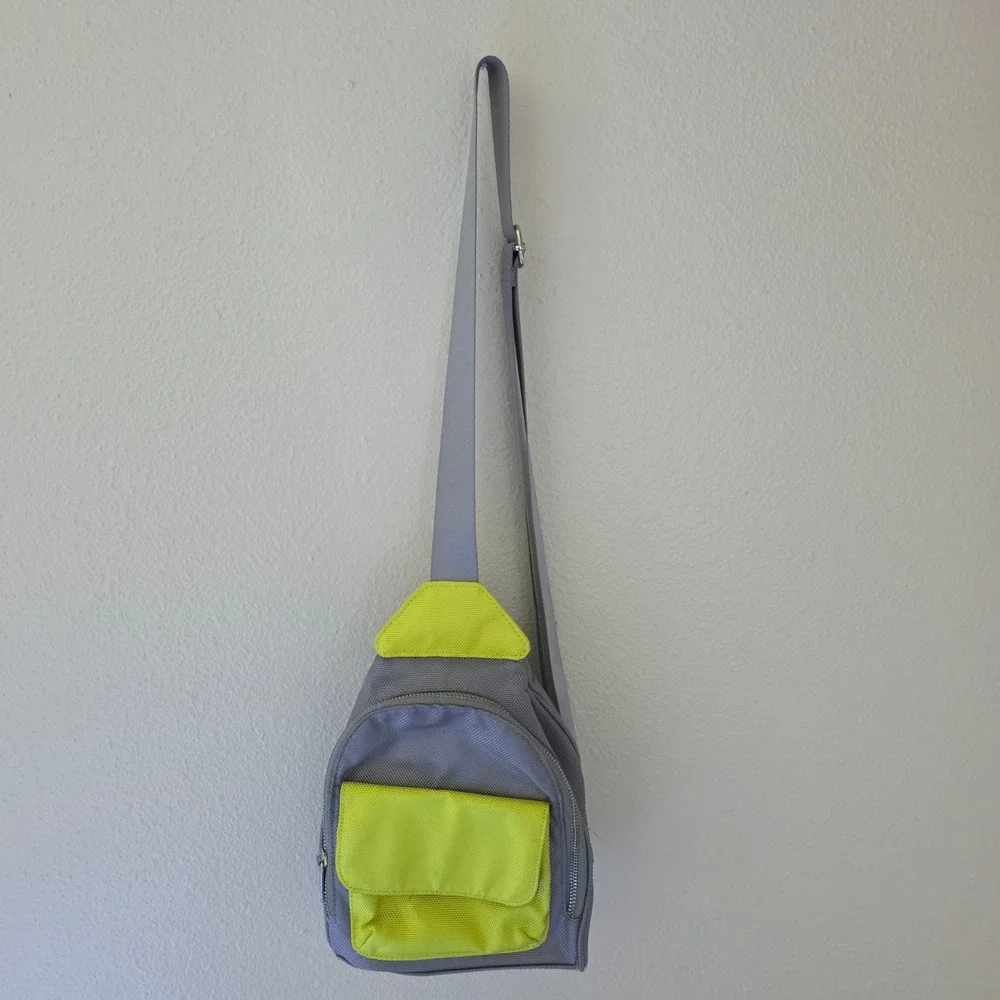 Wild Fable Grey Neon Yellow Sling Backpack and White Croc Crossbody Bag Set